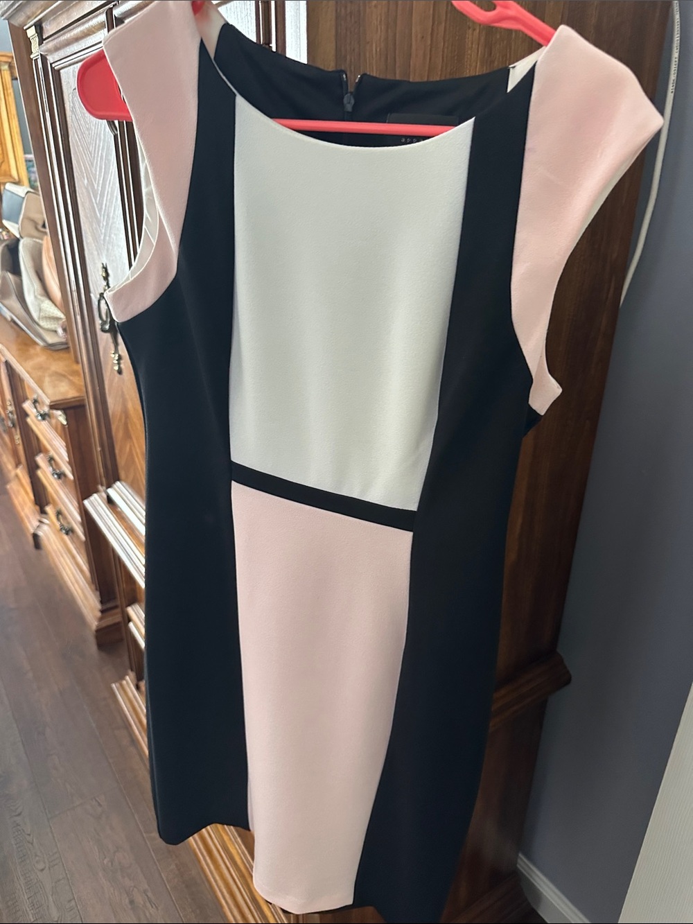 connected apparel Black, Blush & Ivory Colorblock Sheath Dress